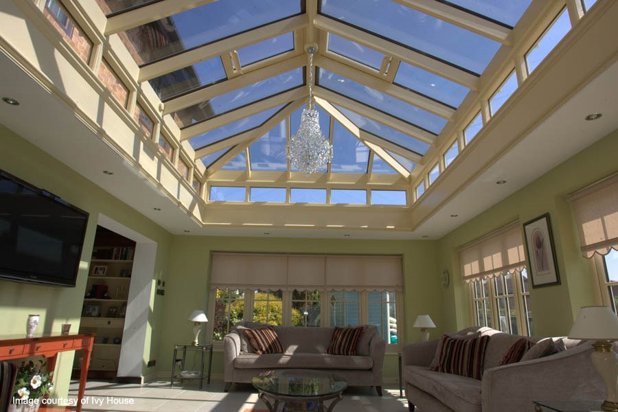 sitting room with a tinted glass rooflight