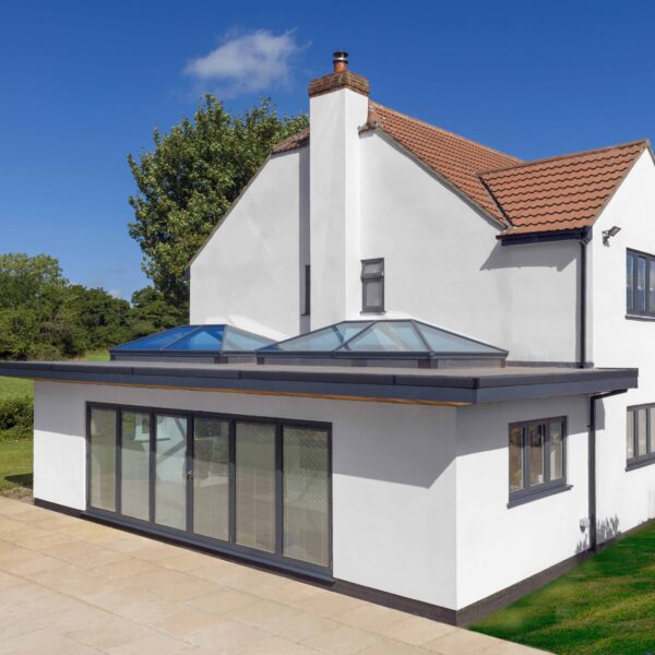 View of two Korniche roof lanterns on a modern house