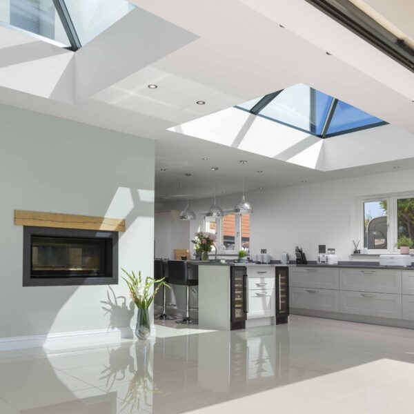 Pyramid skylight in kitchen area